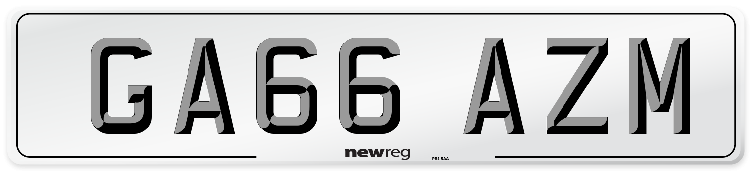 GA66 AZM Number Plate from New Reg
